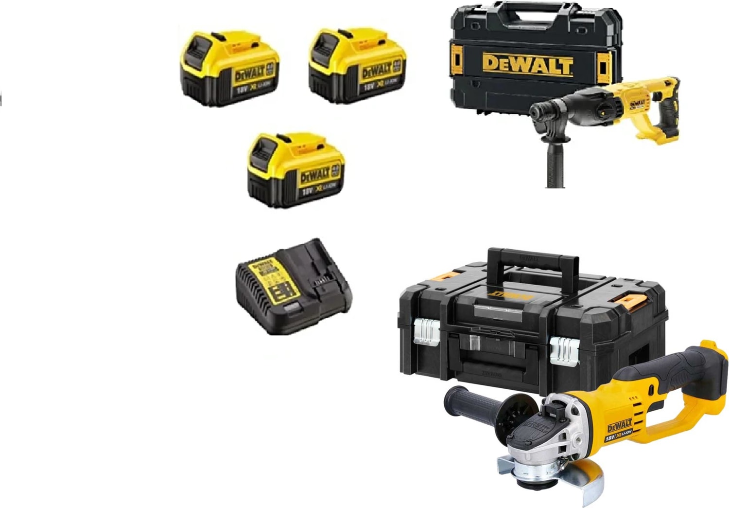 DEWALT DCG412NT ( 125MM )+DCH133NT ( 2.6j )+ 3x 4AH Akü+ 1 Adet Dolum Cıhazı