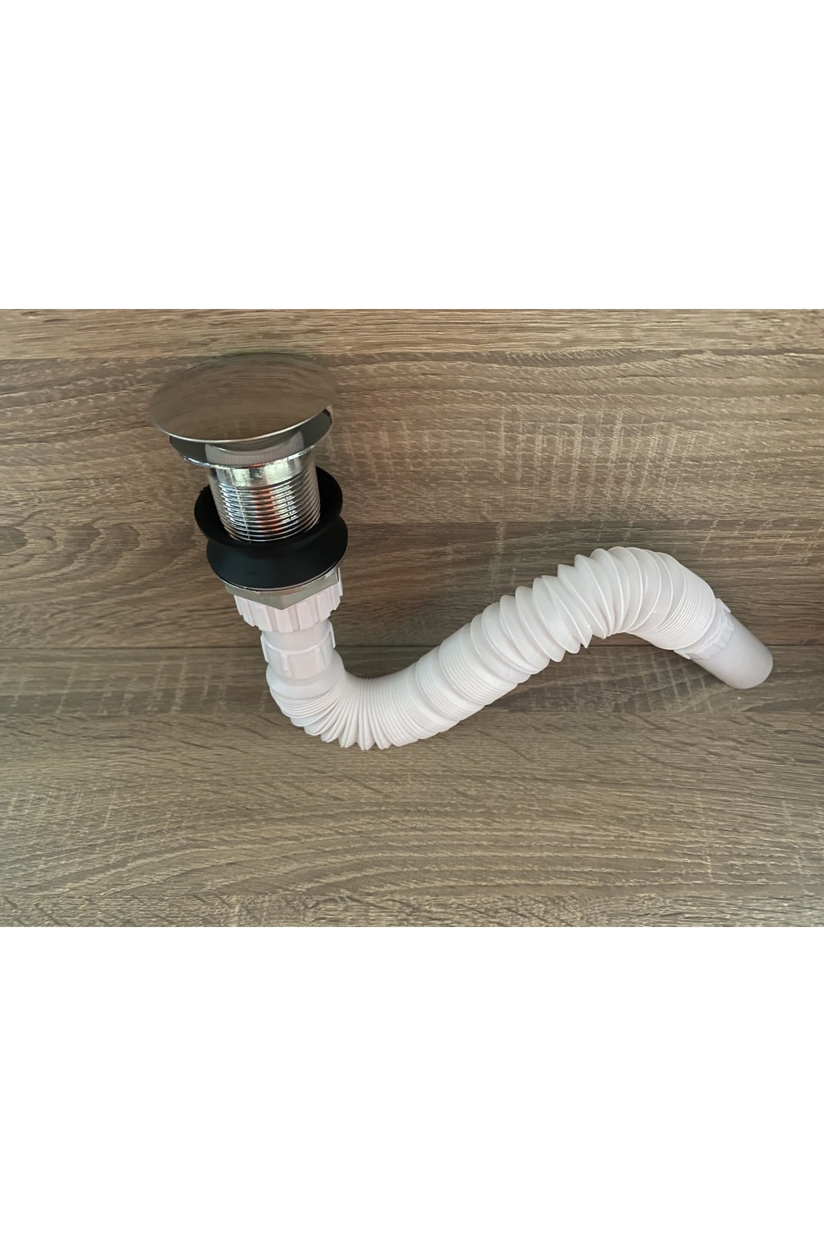 Basmalı Krom Kaplama Pop-up Körüklü Mutfak Lavobo Sifonu Su Sızdırmaz Tam Kalıp Gövde