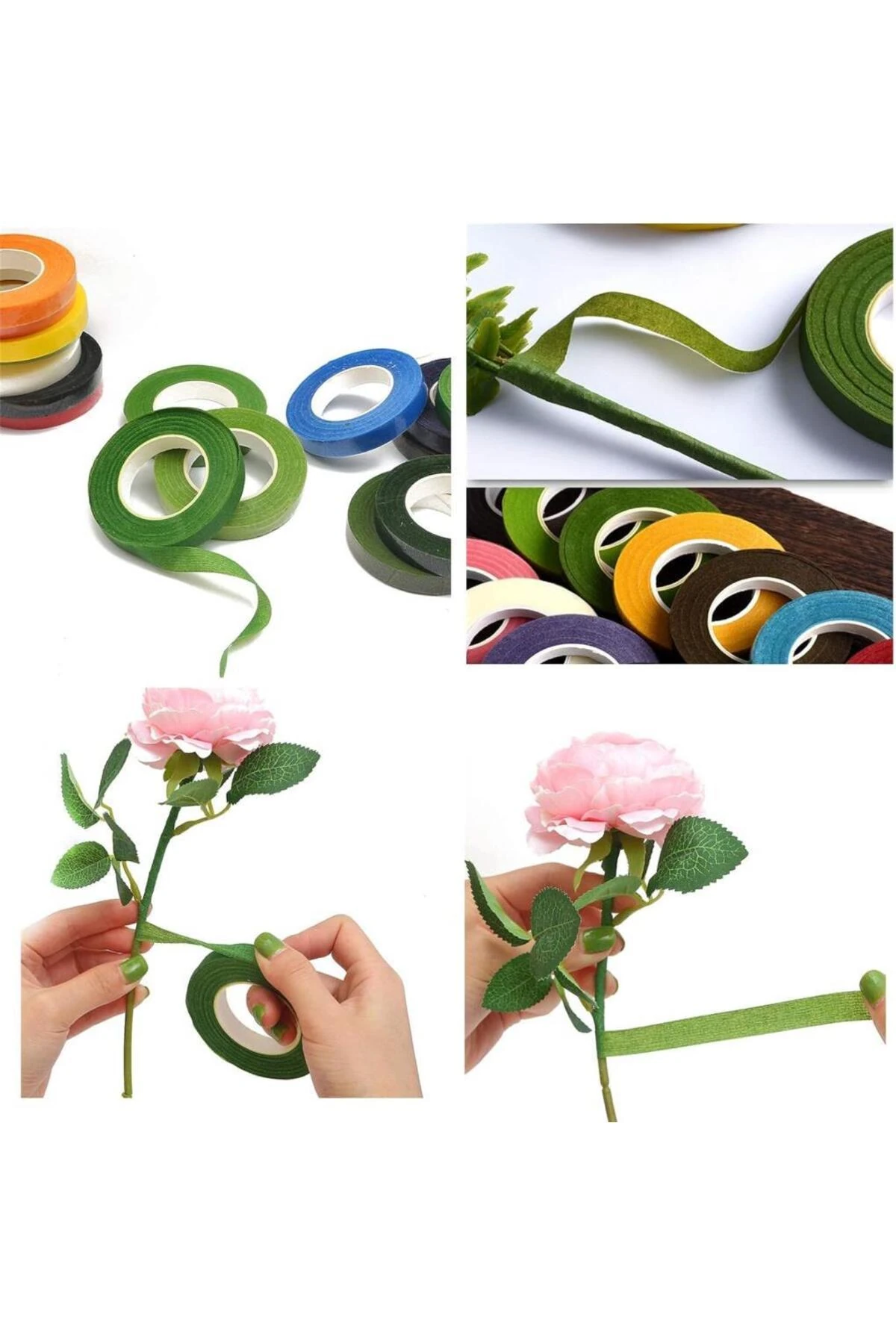 Çiçekçi Bandı 40 metre Yeşil Renk Yapay Çiçek Latex Köpük Çiçek Sapı Sarma Yeşil Bant