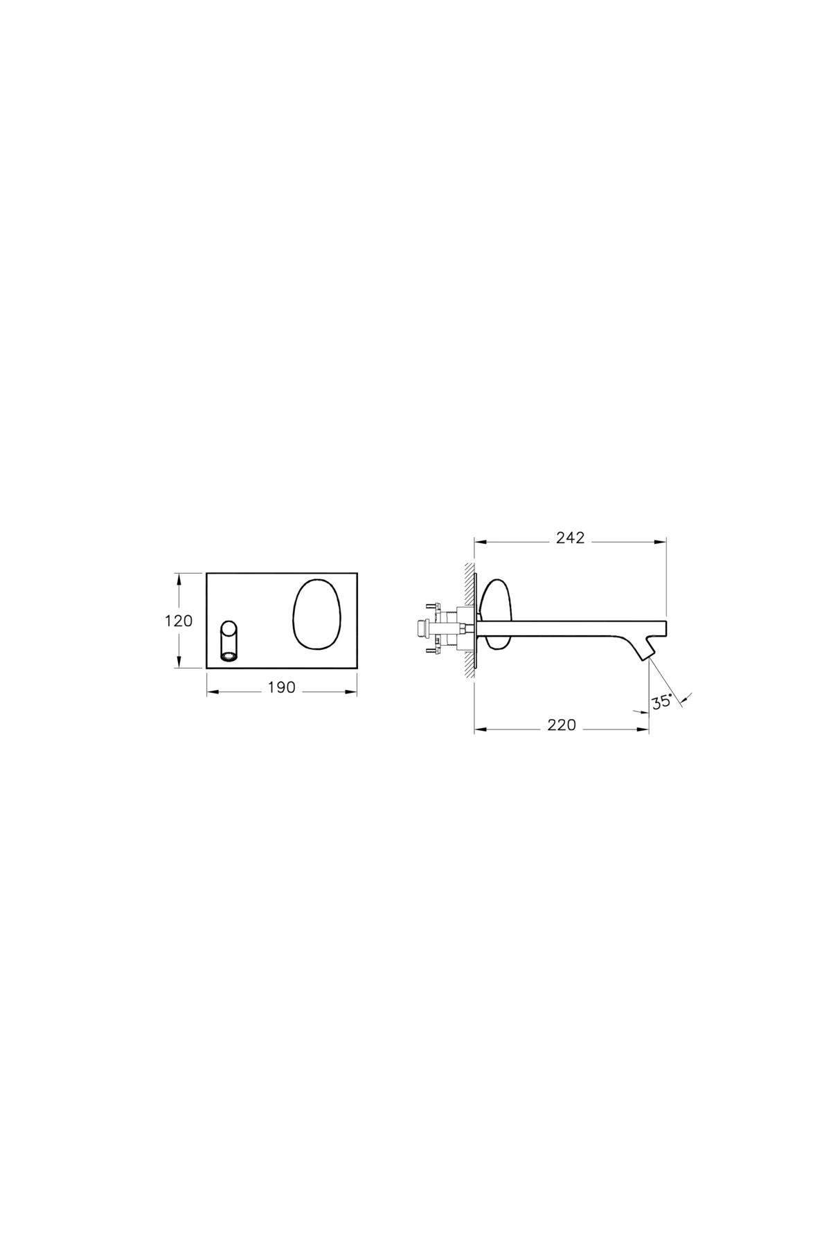 İstanbul A42231 Ankastre Lavabo Bataryası, Uzun, Sıva Üstü, Krom