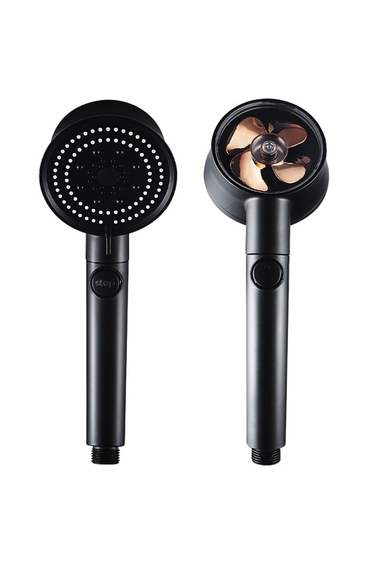 3'lü Set Siyah 5 Fonksiyonlu Turbo Jet Pervaneli Duş Başlığı Örgülü Hortum Ve Askı