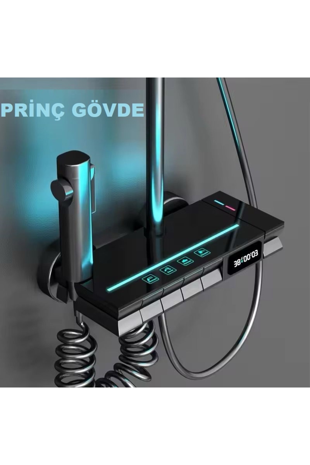 ANTRESİT DIJITAL EKRAN  PİYANO FONKSİYONEL AKILLI DUŞ SİSTEM BANYO BATARYA ROBOT YAĞMURLAM AMBİYANS