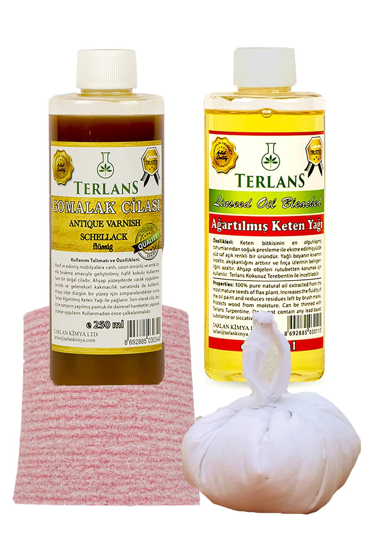 Doğal Ahşap Cila Seti Gomalak 250 ml Shellac ve Keten Yağı 250 ml