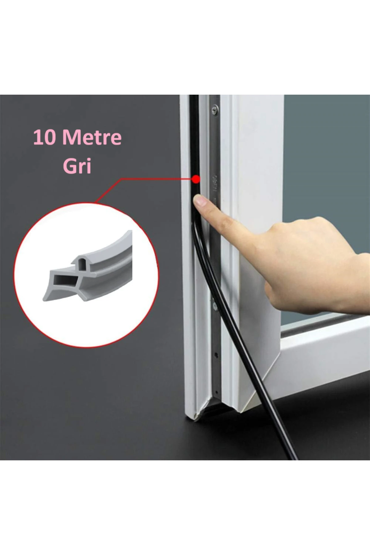 Pimapen Contası Gri Kapı Pencere Fitili 10 Metre Pvc Pimapen Fitili Bütün Markalara Uyumlu
