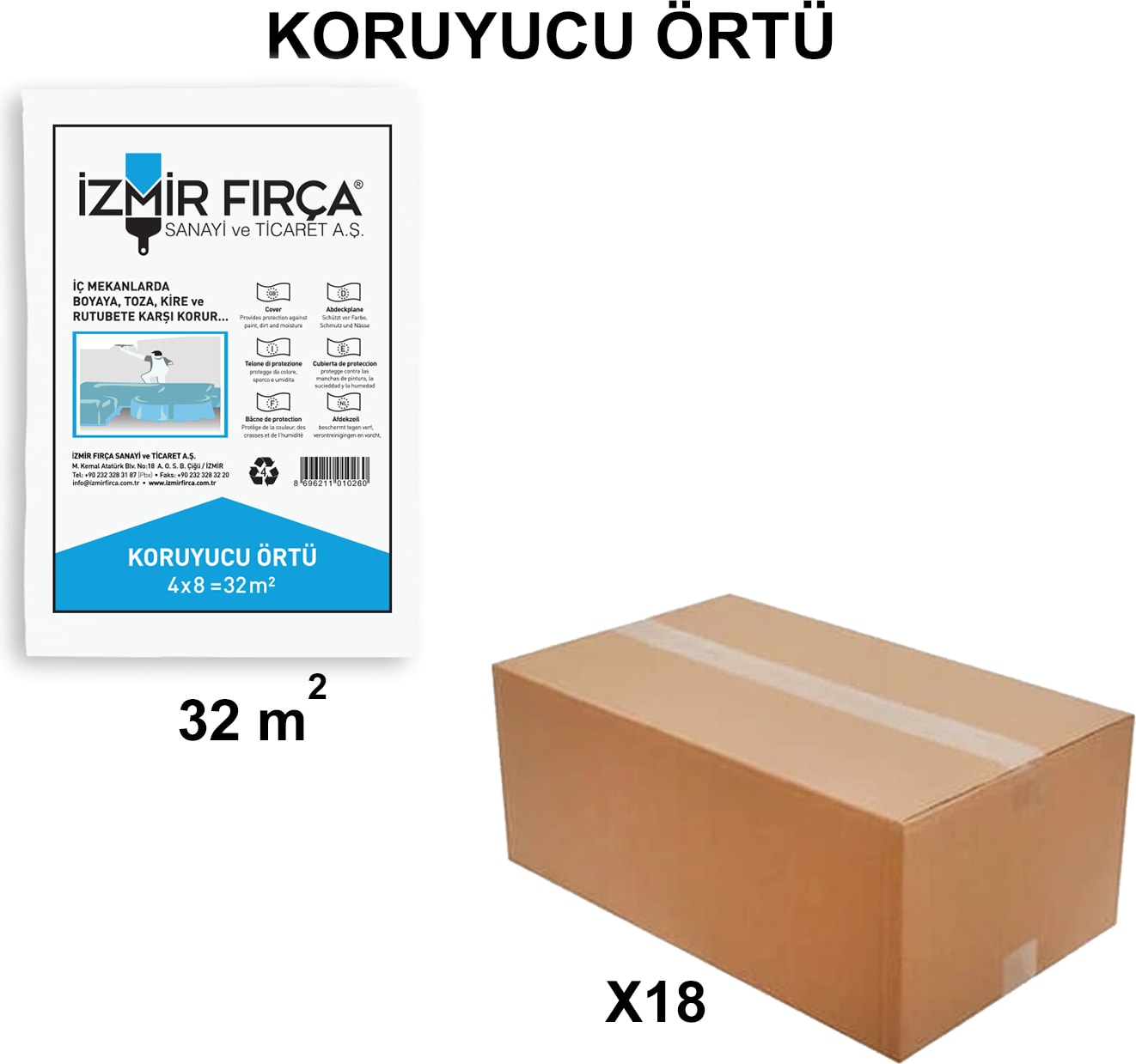 Izmir Fırça Arge Toptan Koruyucu Örtü 32 M2 - 18 Adet 010260
