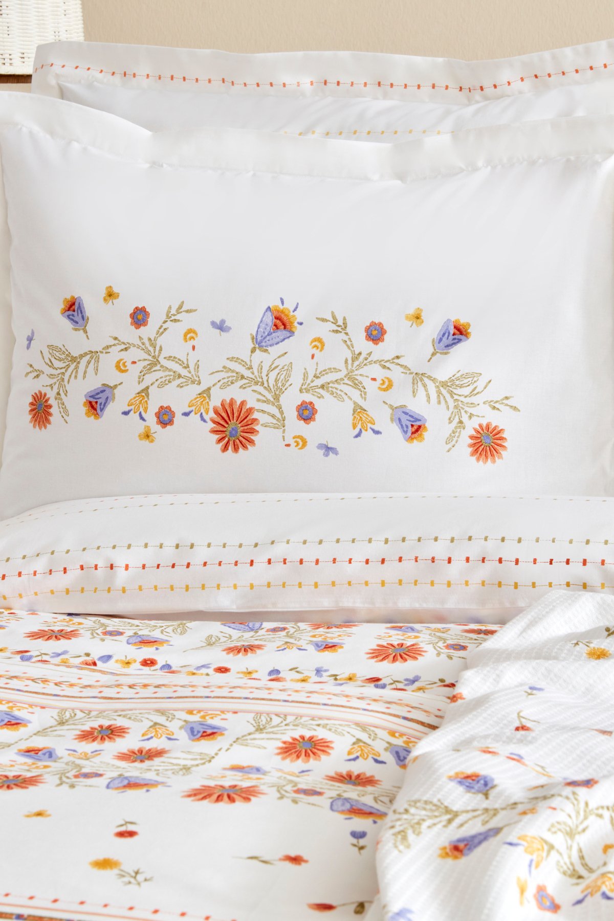 Clarice %100 Pamuk Çift Kişilik Nevresim Pike Takımı Multicolor