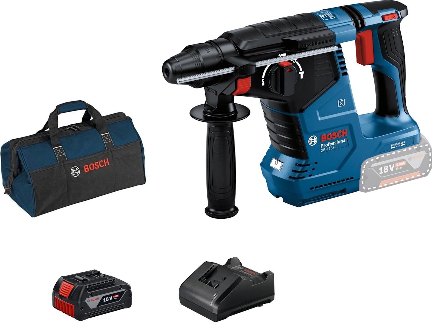 BOSCH Gbh 187-LI 1X5.0AH Tek Akülü Kırıcı Delici