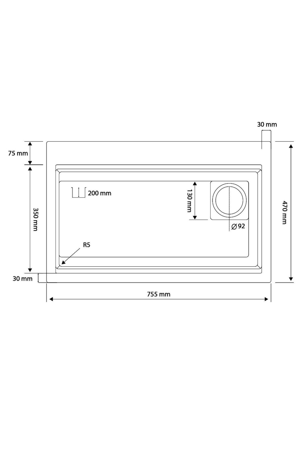 Real Stone Victoria Granit Akıllı Eviye Seti Siyah 75.5X47 cm