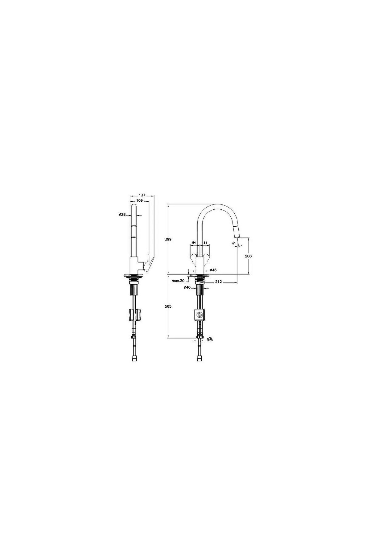 Flow Soft Eviye Bataryası (C Tip, Pull-Out) A43445