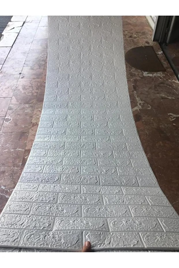 Kendinden Yapışkanlı Duvar Kağıdı Esnek Köpük Paneli 70x500cm (3,5 m2) Beyaz 3d Tuğla Desen Ev Ofis