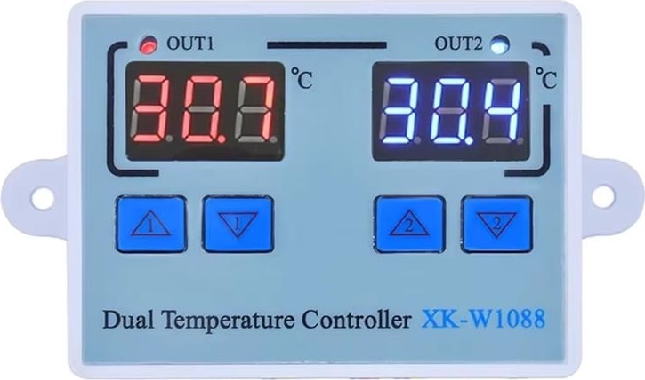 XK-W1088 Ac 110-220V Çift Dijital Göstergeli Termostat Sıcaklık Kontrol Cihazı 1500W