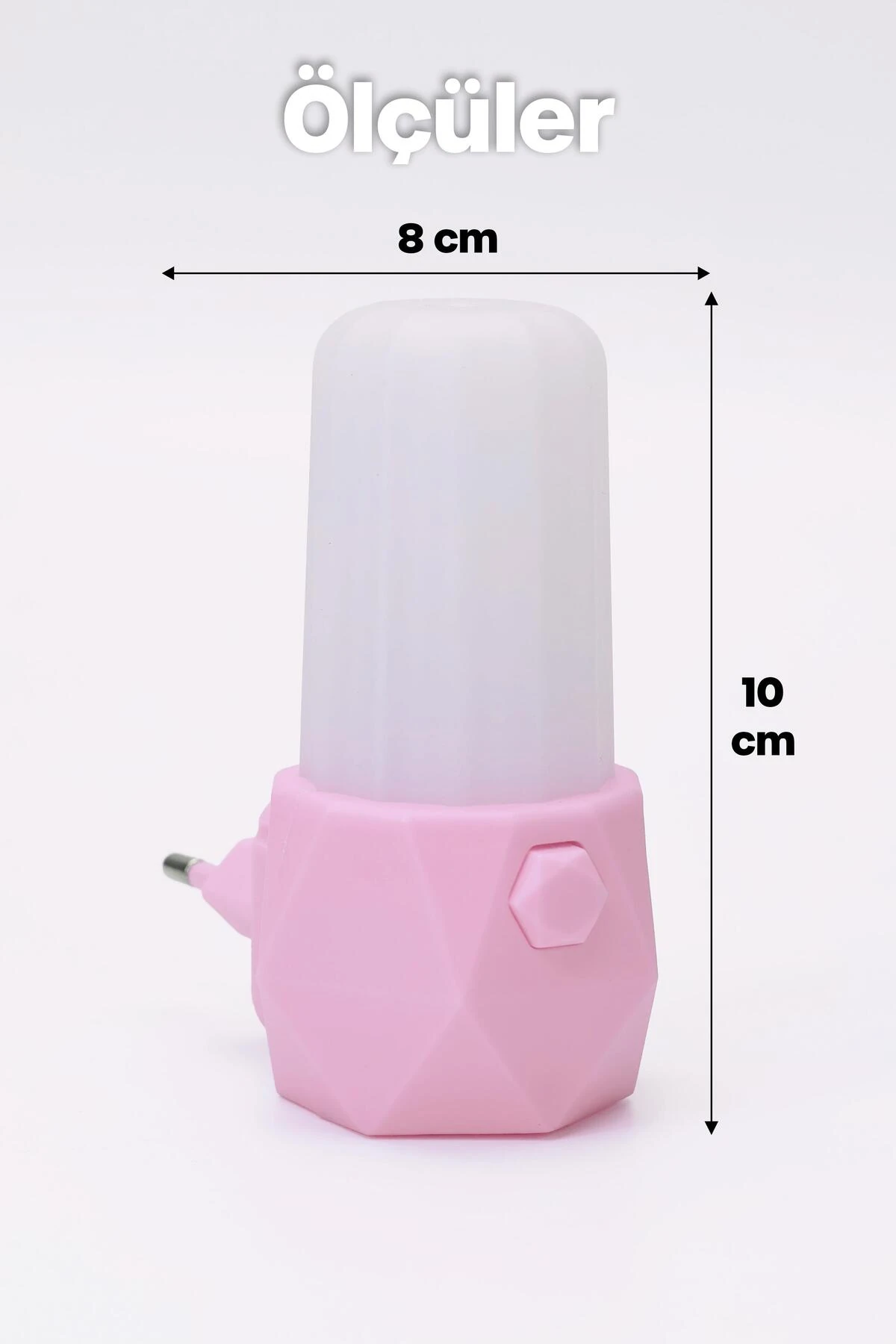 Gece Lambası Prizma Tip 2 MOD Sarı-Beyaz Işık Tuşlu Koridor Hol Işığı Uyuma Işığı Pembe GC07