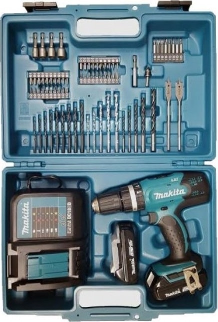 MAKİTA DHP453SYX1 18 Volt -1,5 Ah Lityum Akülü Darbeli Matkap Vidalama (74 parça uç seti)