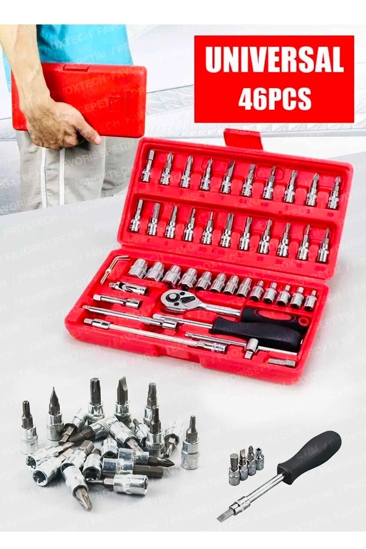 58 Parça 46mini Lokma Takımı Otomatik Cırcırlı 1/4" 12 Parça Kombine Açık Ağız-yıldız Anahtar Takım
