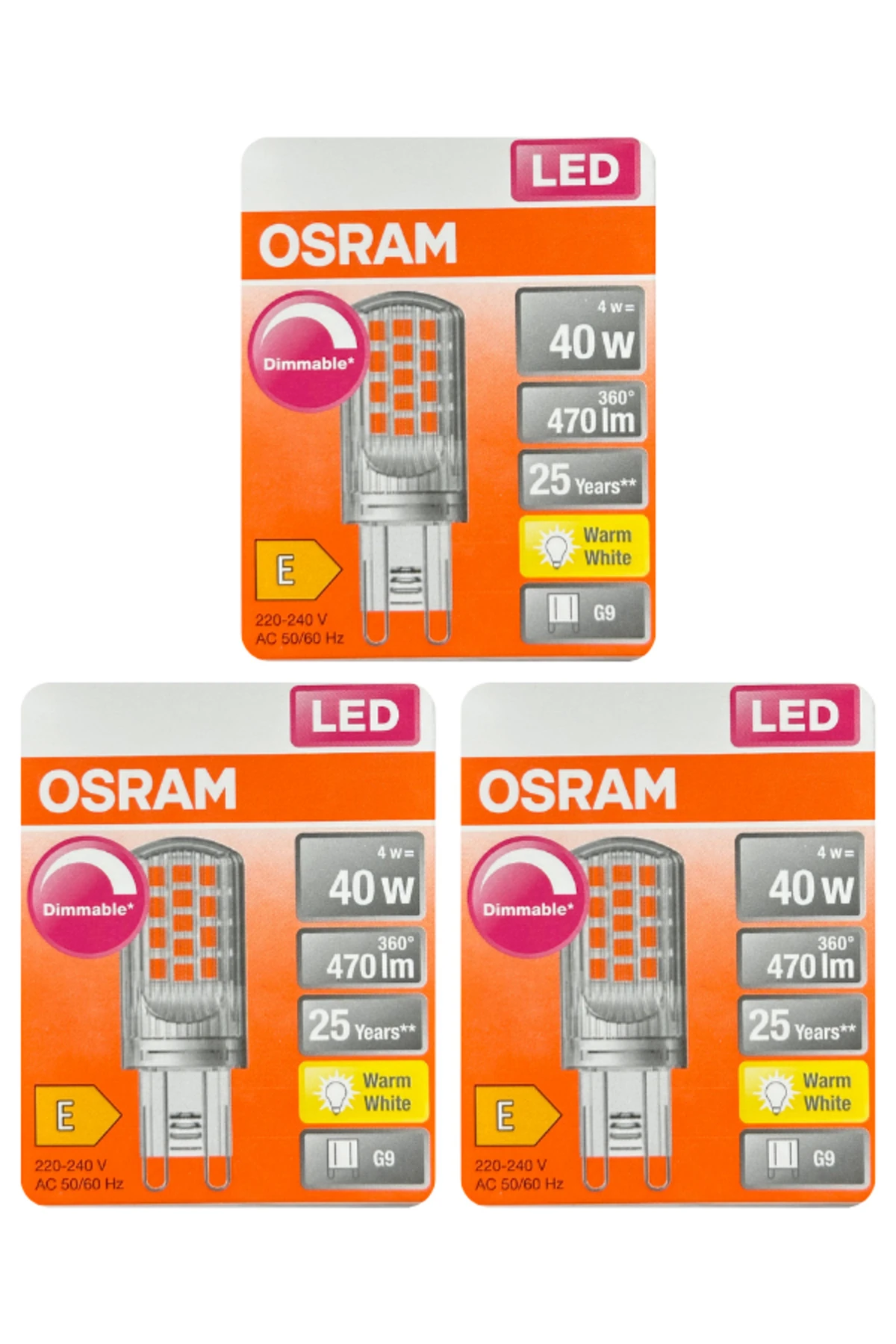 4W (40W) 2700K (Sarı Işık) G9 Duylu Dim Edilebilir Led Kapsül Ampul (3 Adet)