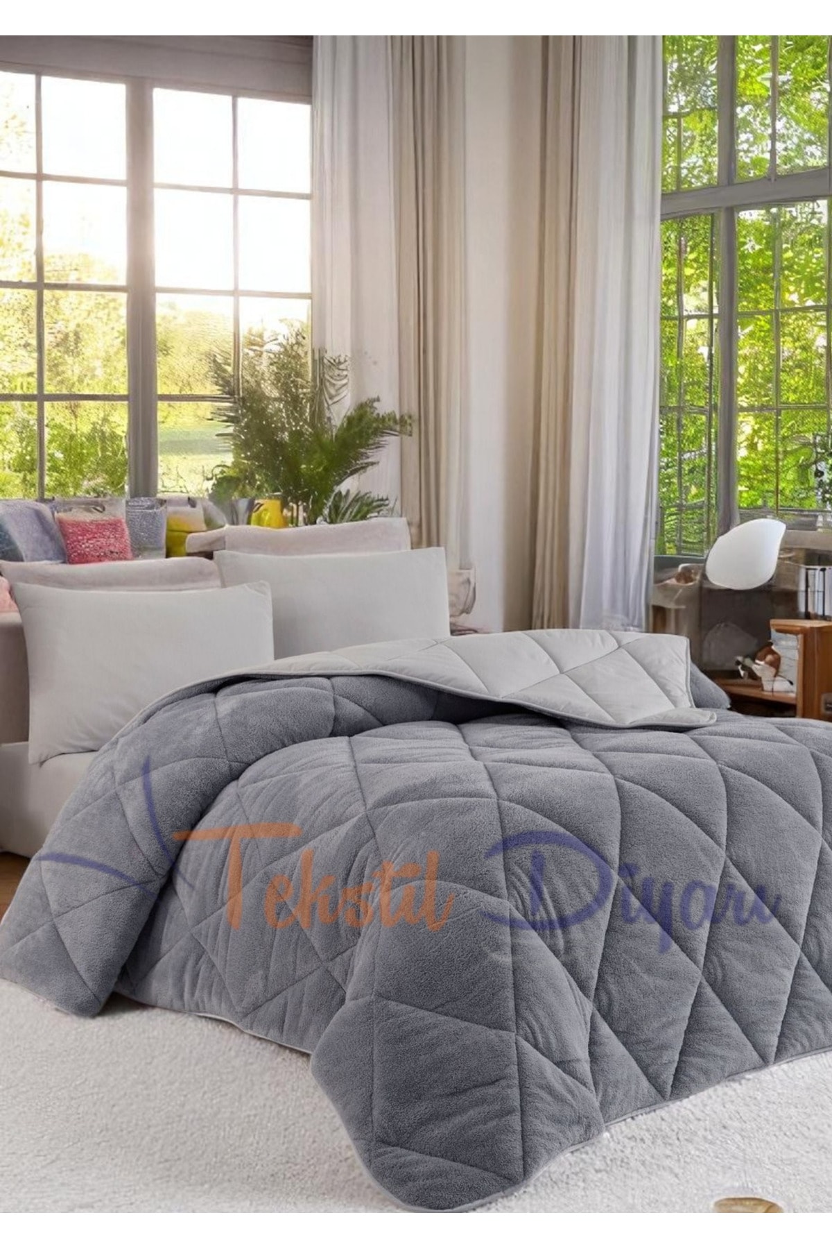 Soft Line Tek Kişilik Welsoft Yorgan Gri