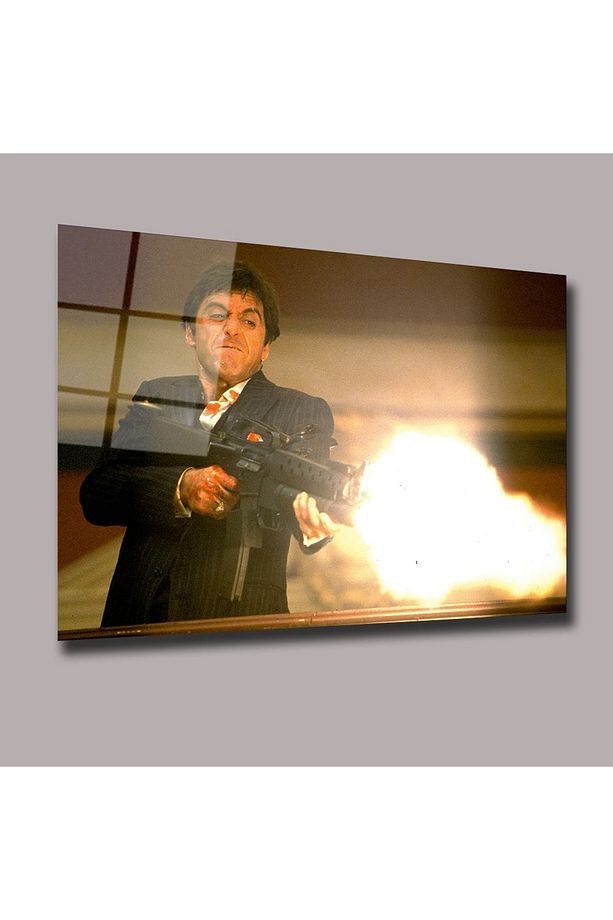 Tony Montana - Alpaçino Silah Sinema Ve Ünlüler Cam Tablo #PCT0941