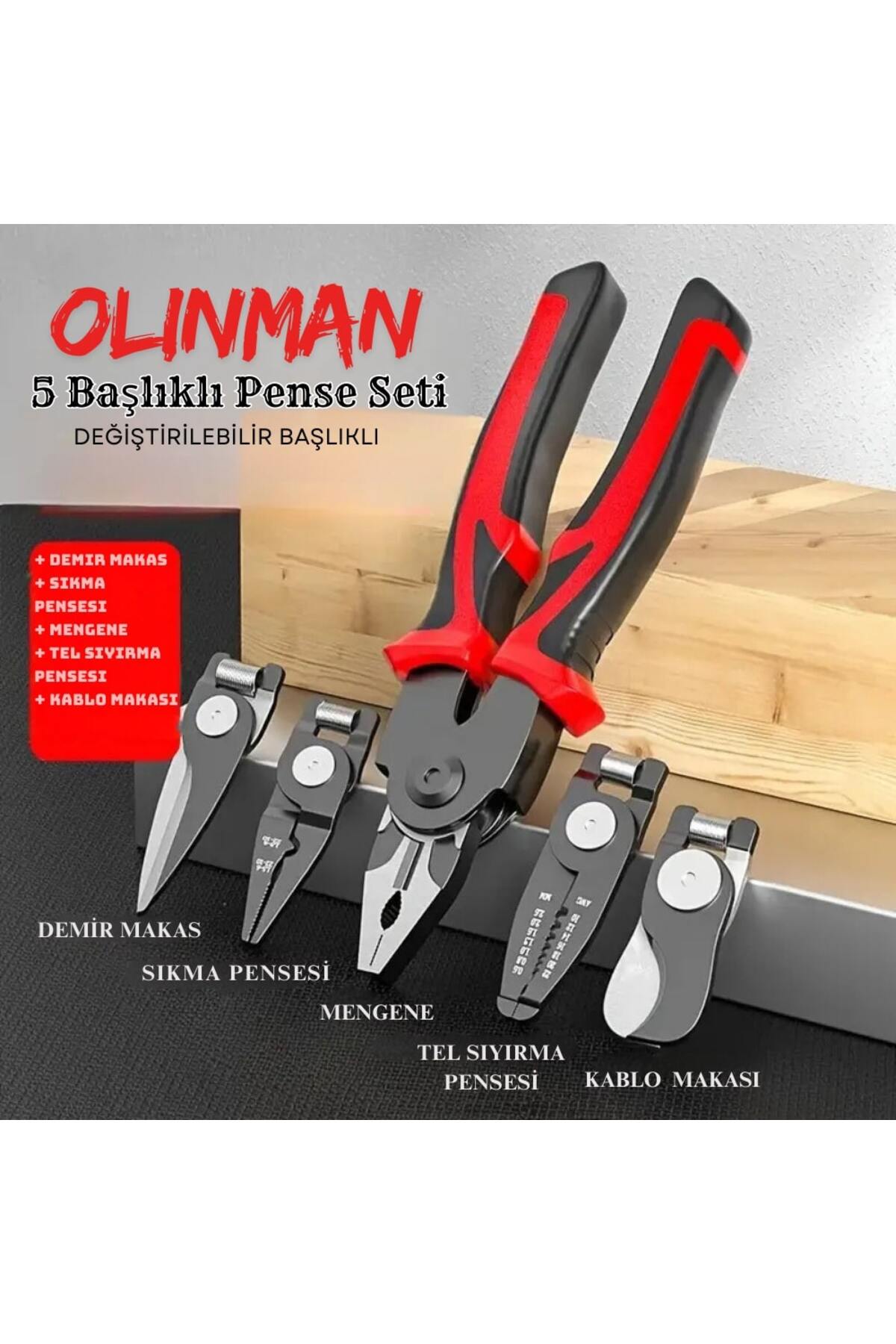 5 Başlıklı Profesyonel Pense Seti – Çok Amaçlı & Dayanıklı