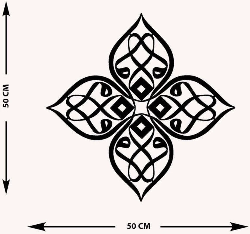 -Vav Harfi Islami Metal Tablo - Islami Ev Dekorasyonu - Dini Duvar Tabloları - 50 X 50 - Cm - Sıyah-Islm-178