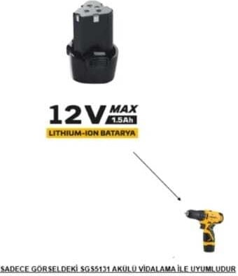 SGS 5137 Profesyonel Akülü Vidalama Yedek Batarya 12 Volt (1.5AH)
