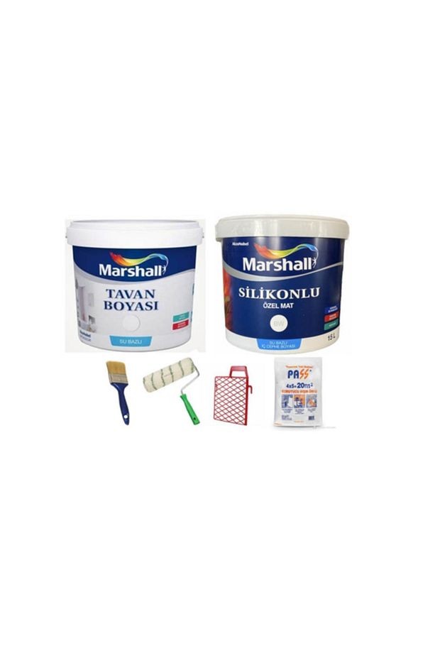 Silikonlu Özel Mat Iç Cephe Boyası 15 lt+ Tavan Boyası 10 kg+ Boyama Takımı