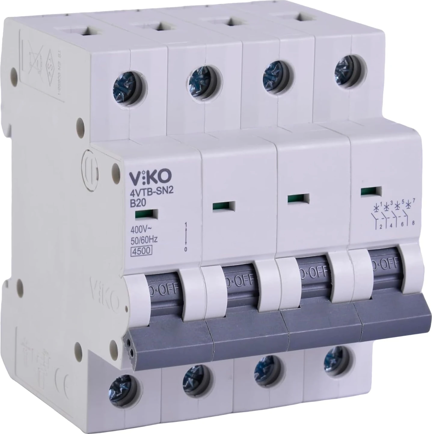 4VTB-4B20 Otomatik Sigorta 4,5ka B Tipi 4 Kutup 20A