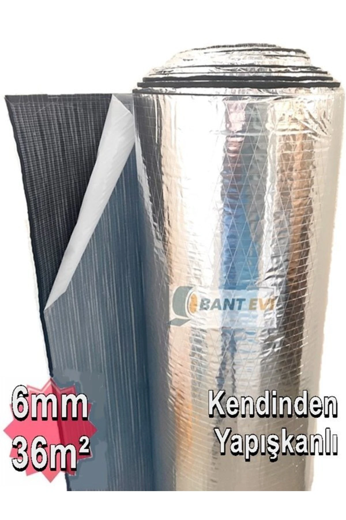 Alüminyum Folyolu Kauçuk Izolasyon 6mm 120cm 36m2 Kendinden Yapışkanlı Elastomerik Kauçuk Köpüğü