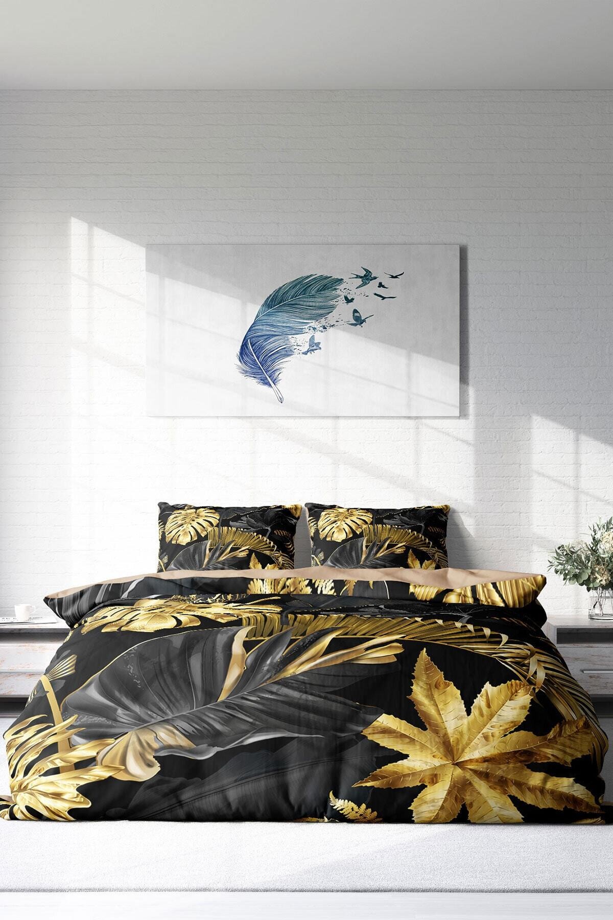 Kıng Sıze Black Casual 3d Çift Kişilik Nevresim Takımı 220x240cm
