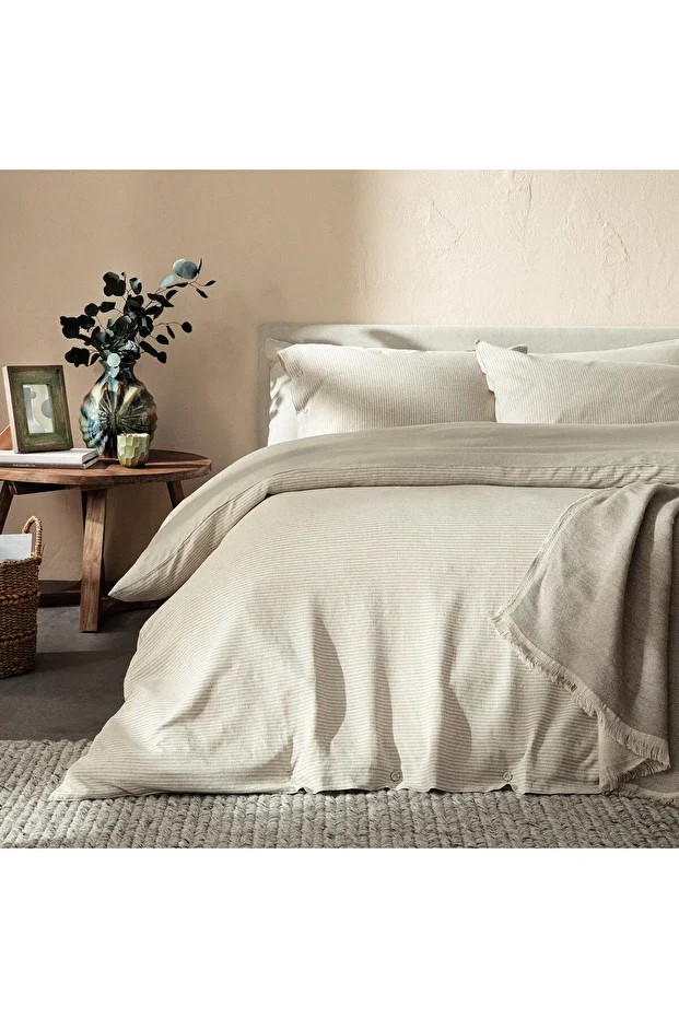 Morıan Nevresim Set 200x220 Cm Natural/Yeşil