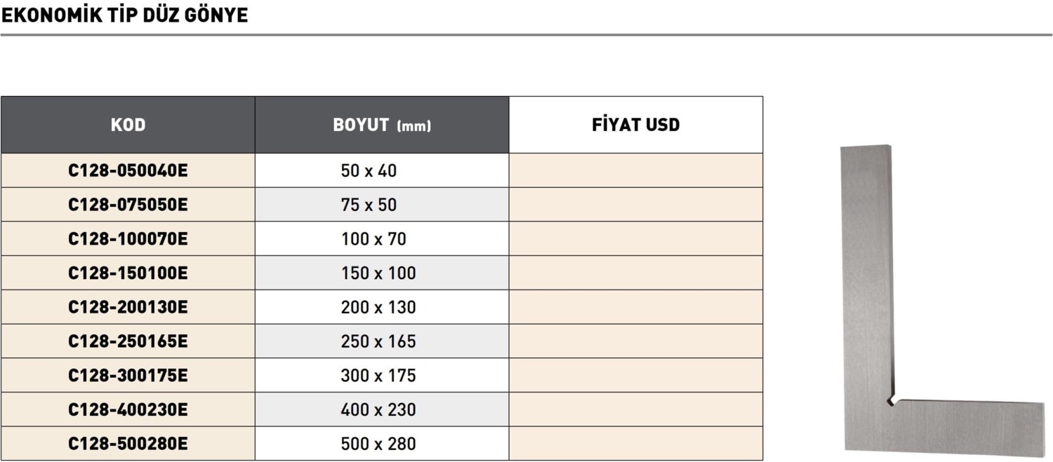 500X 280MM Pld Ekonomik Tip Düz Gönye