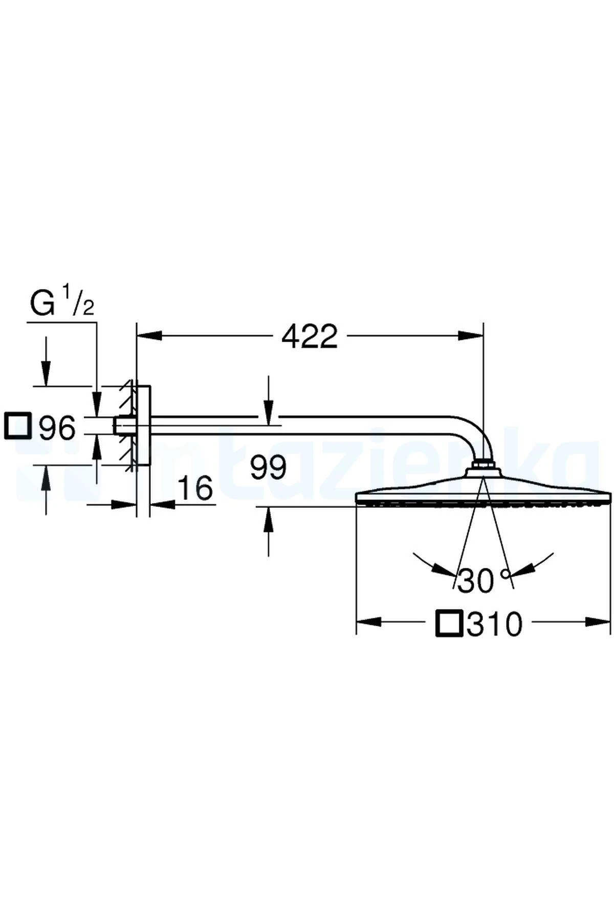 Rainshower Mono 310 Cube Tepe Duşu Seti 422 Mm, Tek Akışlı - 26564gn0