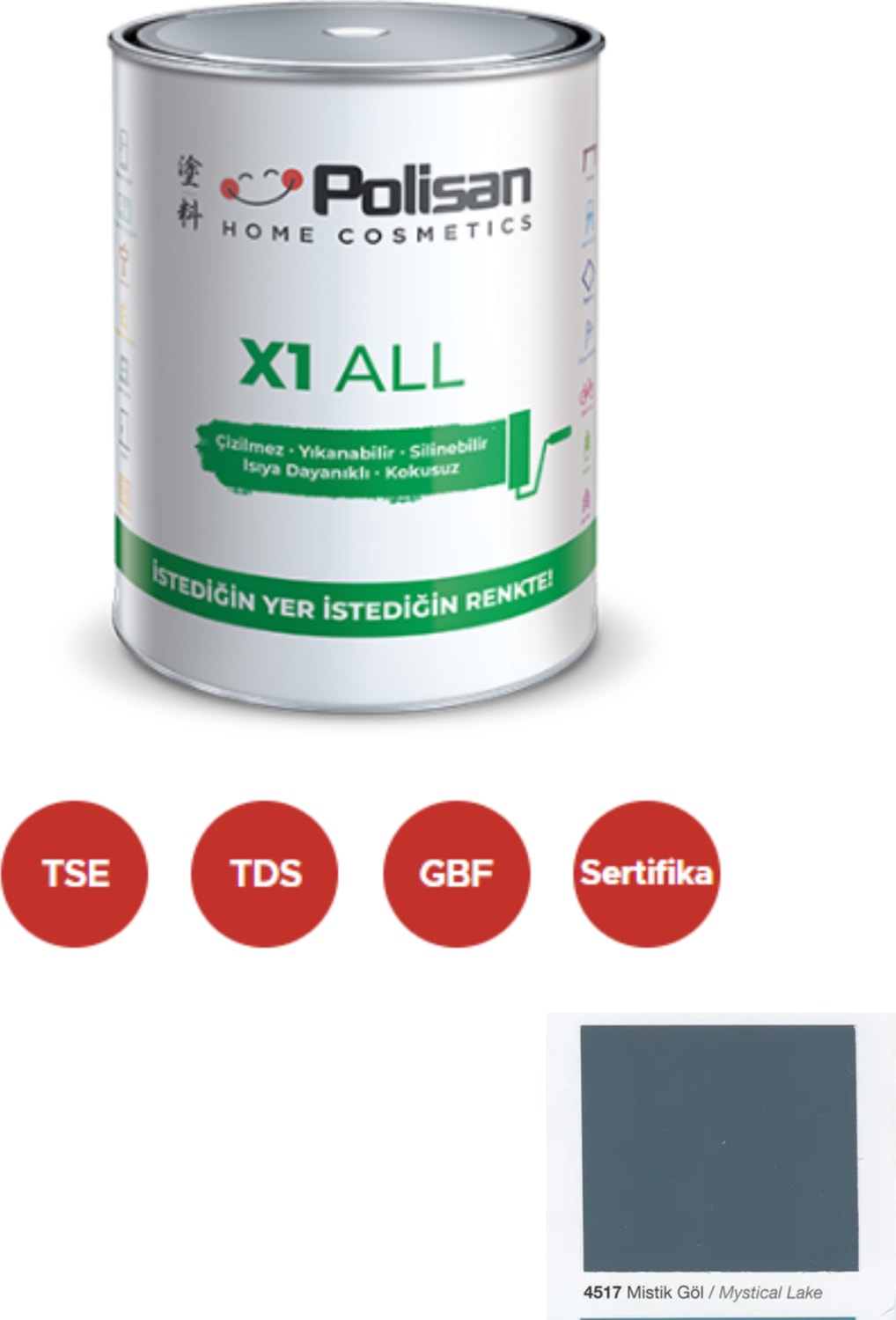 X1 All Dönüşüm Boyası 0,75 Lt Mistik Göl / 4517