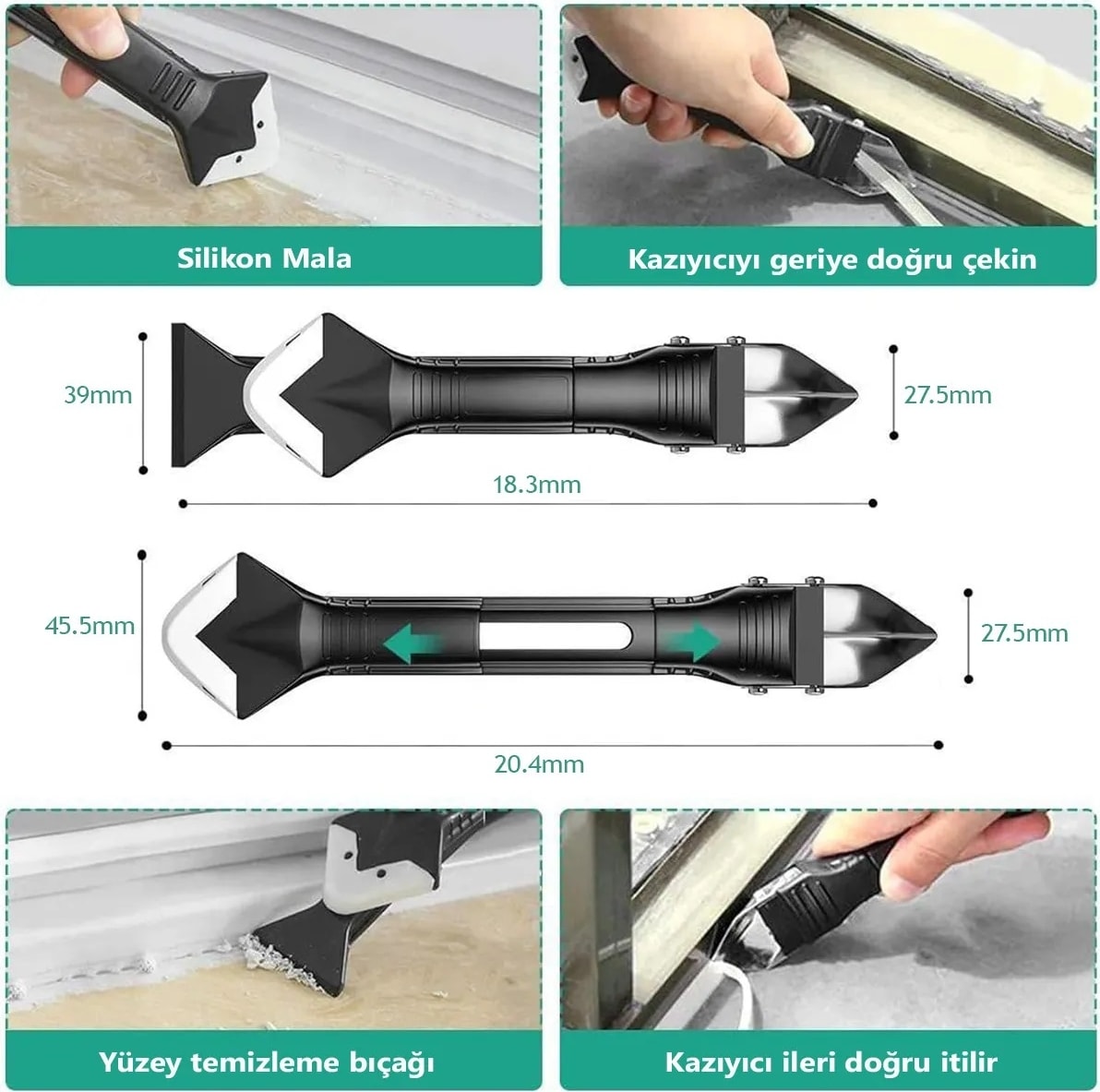 Silikon Fayans ve Derz Temizleyici Bıçak Pratik Fayans Arası Temizleyici Kazıyıcı Bant Çekme Aparatı