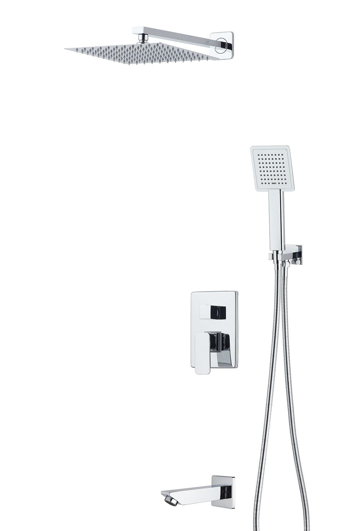 Banyo Bataryası Dahil Ankastre Panel Duş Seti Krom