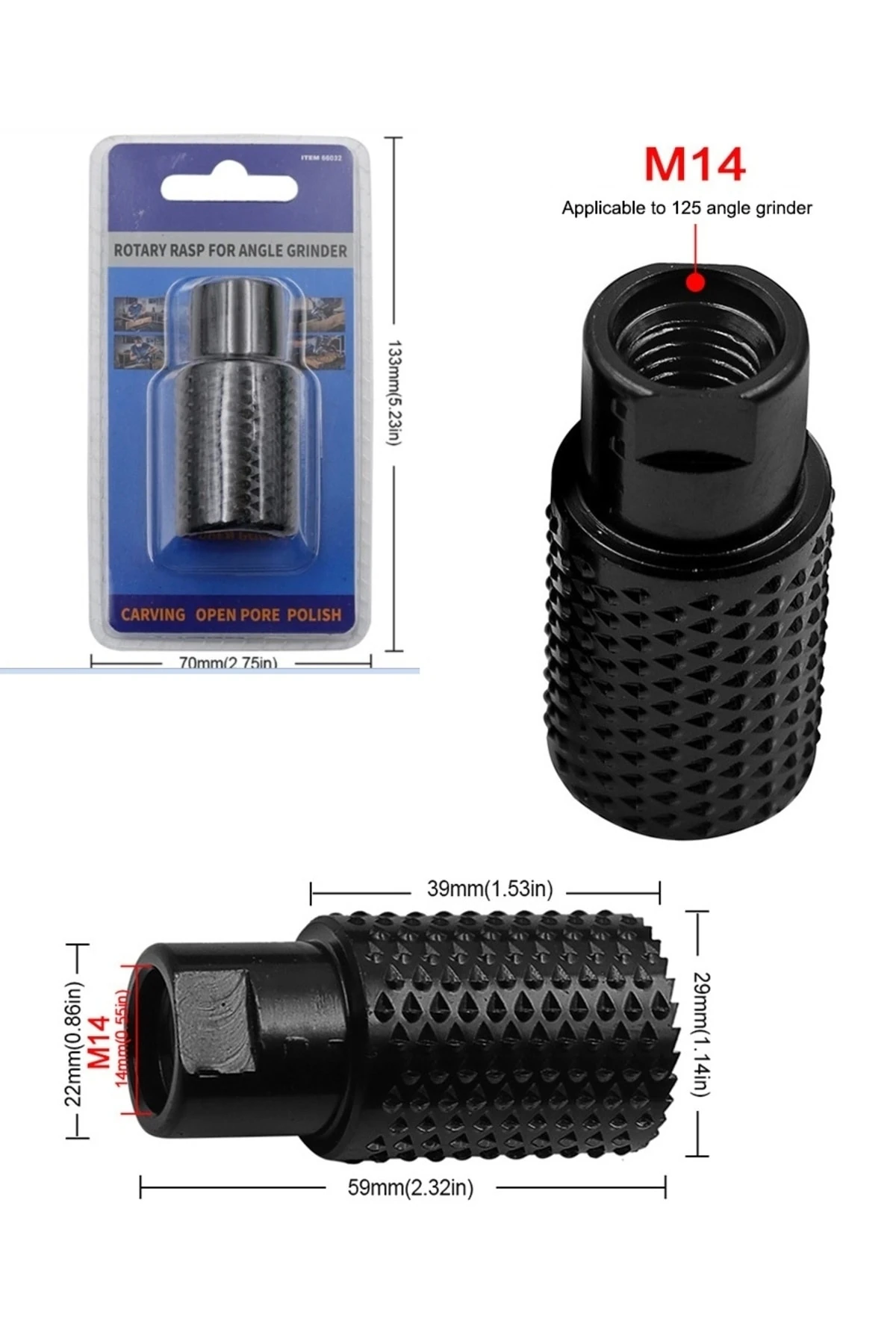 Avuç Taşlama Spiral Için Silindir Ahşap Oyma Raspalama Traşlama Silindir Öğütücü M14