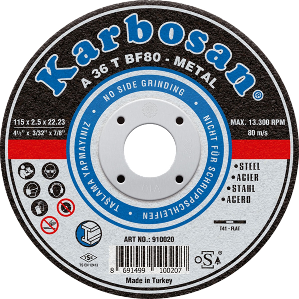 KARBOSAN 115 x 2,5 x 22 Nk Düz Kesici 910020