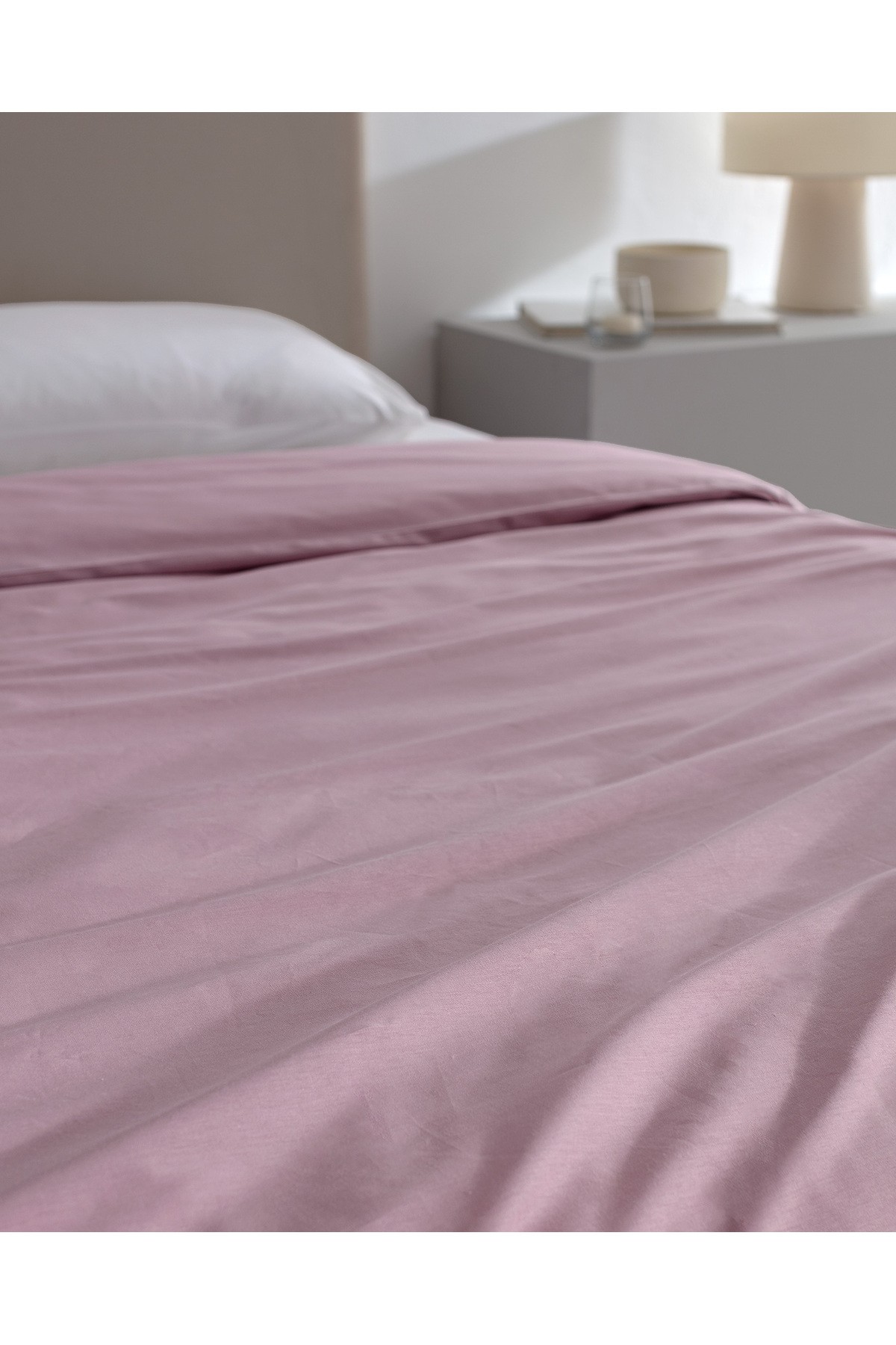 Manon King Size %100 Pamuk Ranforce Düz Nevresim - Açık Mürdüm