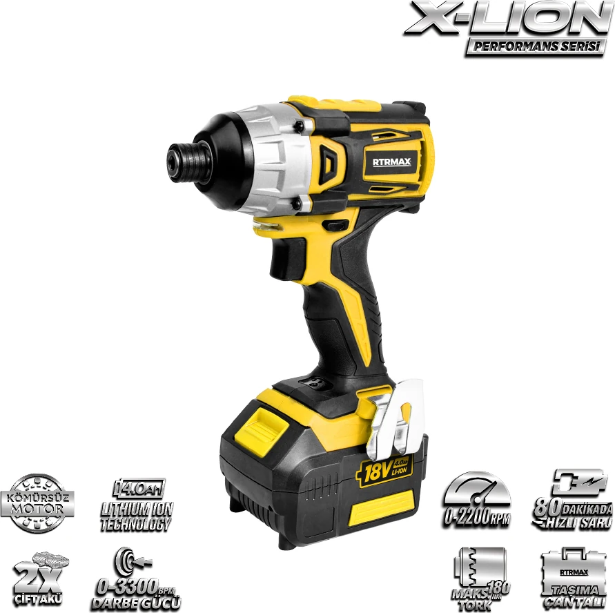 RTX2022 18V 4Ah Li-Ion Çift Akülü Kömürsüz Darbeli Vidalama