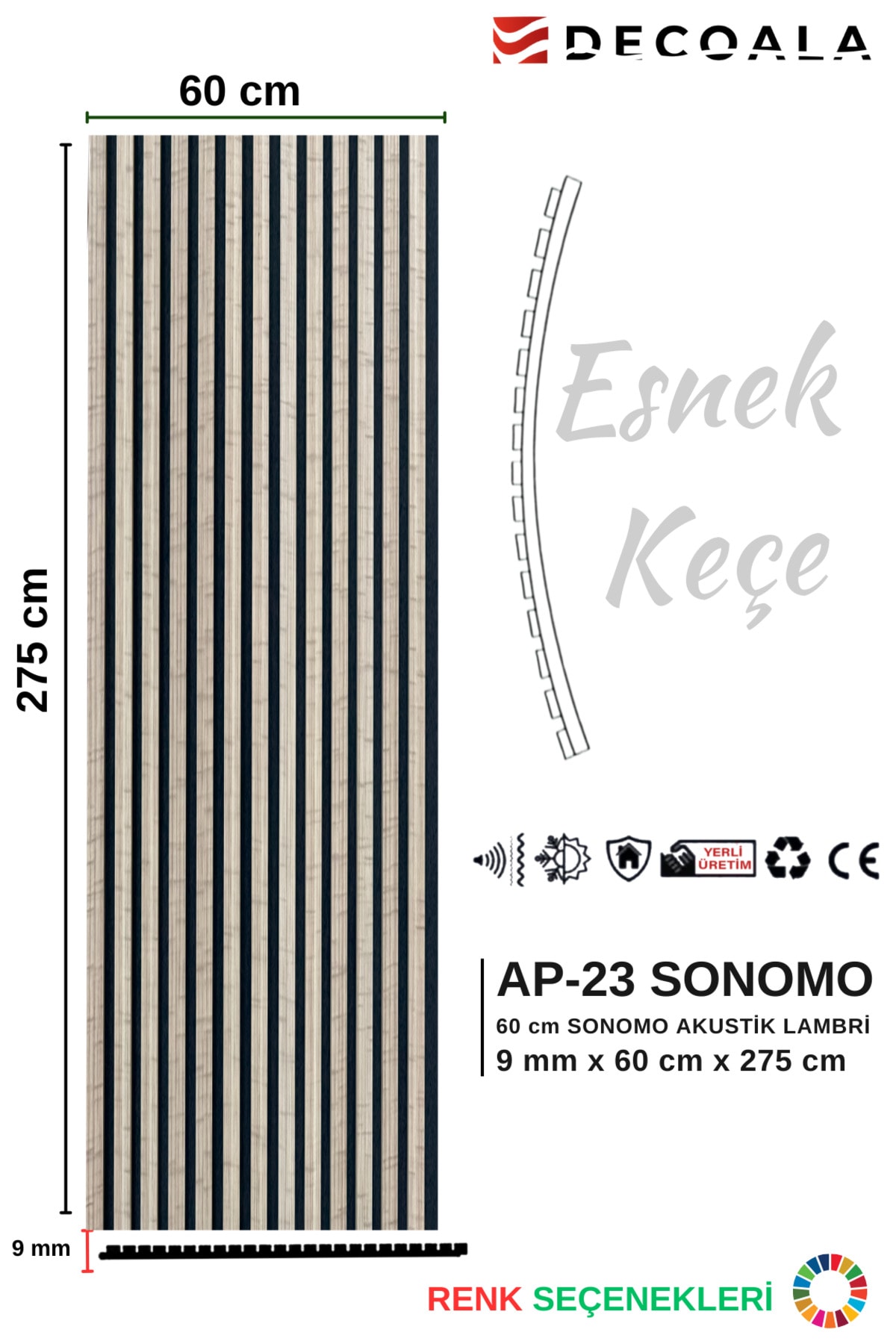 Mdf Ahşap Akustik Duvar Paneli 60 X 275 Cm - SONOMO