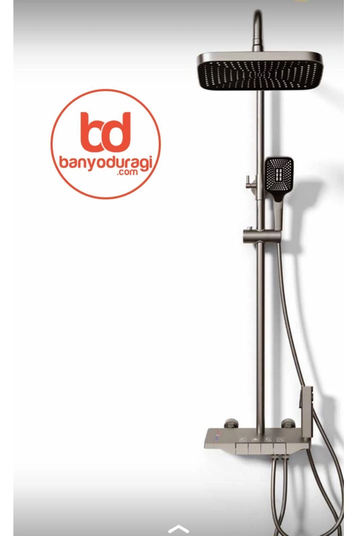 Piyano Gri Robot Tepe Duş Seti Yağmur Tepe Banyo 4 Tuşlu Batarya Dahil Antrasit Duş Seti