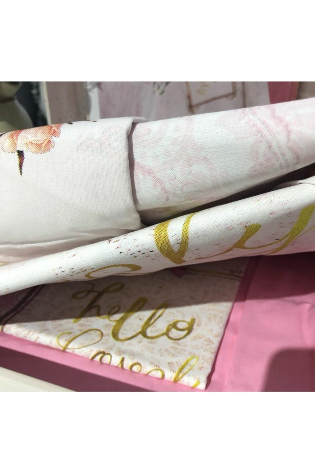 Çift Kişilik Nevresim Takımı Fitted Audrey Pembe - Çarşafı Lastikli