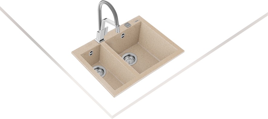 FORSQUARE 590 TG AVENA BEIGE Ankastre Kumanda Sifonlu Granit Eviye Bej 59 cm 115260021