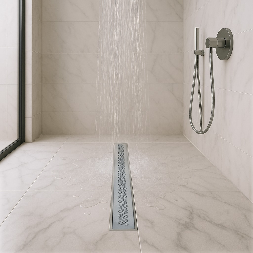 Banyo Paslanmaz Çelik Drenaj Kanalı Duş Su Gider Tahliye Izgarası Bumerang Model 80 cm