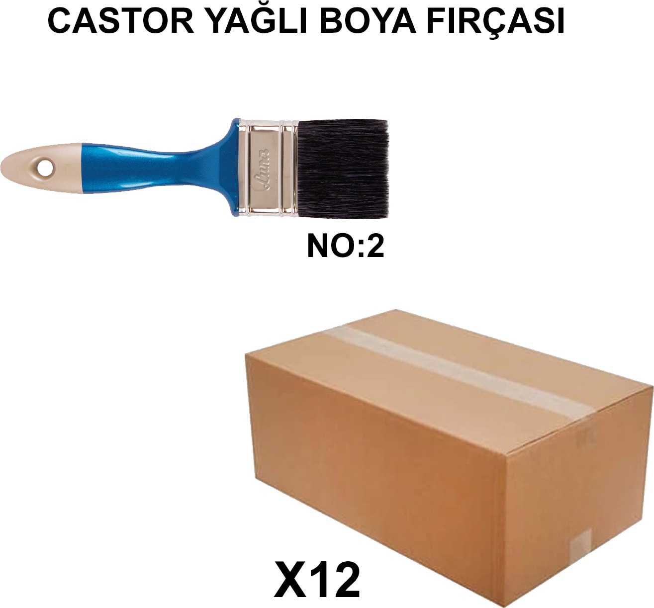 Izmir Fırça Arge Toptan Castor Yağlı Boya Fırçası No 2- 12 Adet 004092
