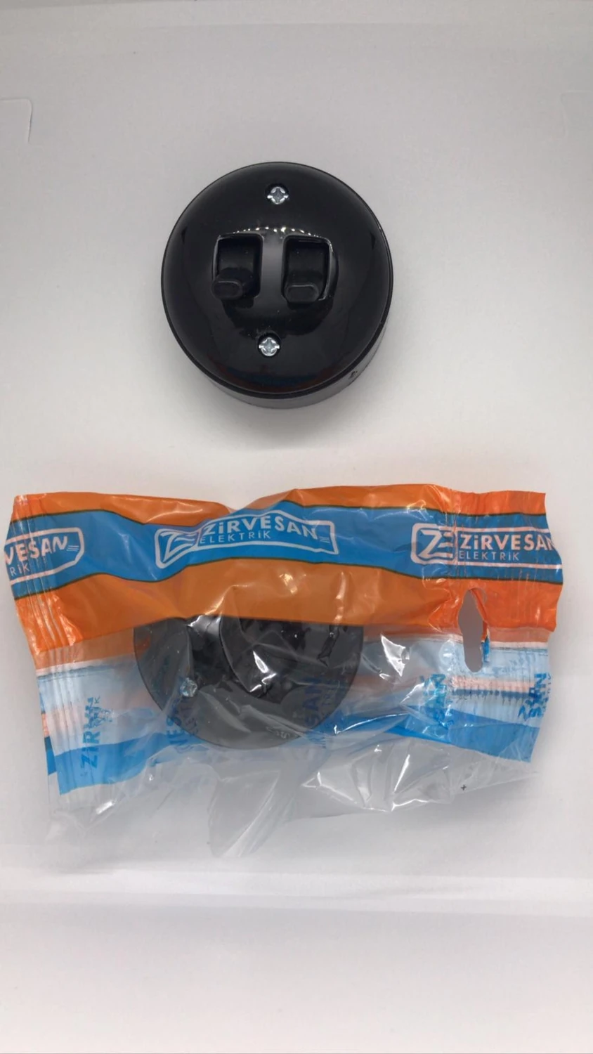 ELEKTRİKCİSİN Sıva Üstü Klasik Ikili Komütatör Anahtar, Siyah Renk Eski Model Ikili Anahtar