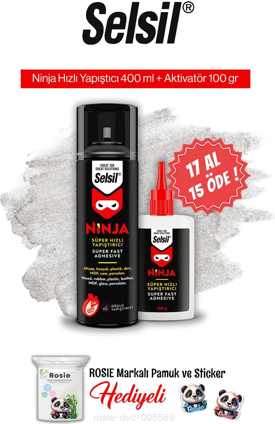 Ninja Hızlı Yapıştırıcı Set, 17 Al 15 Öde ve Rosie Pamuk
