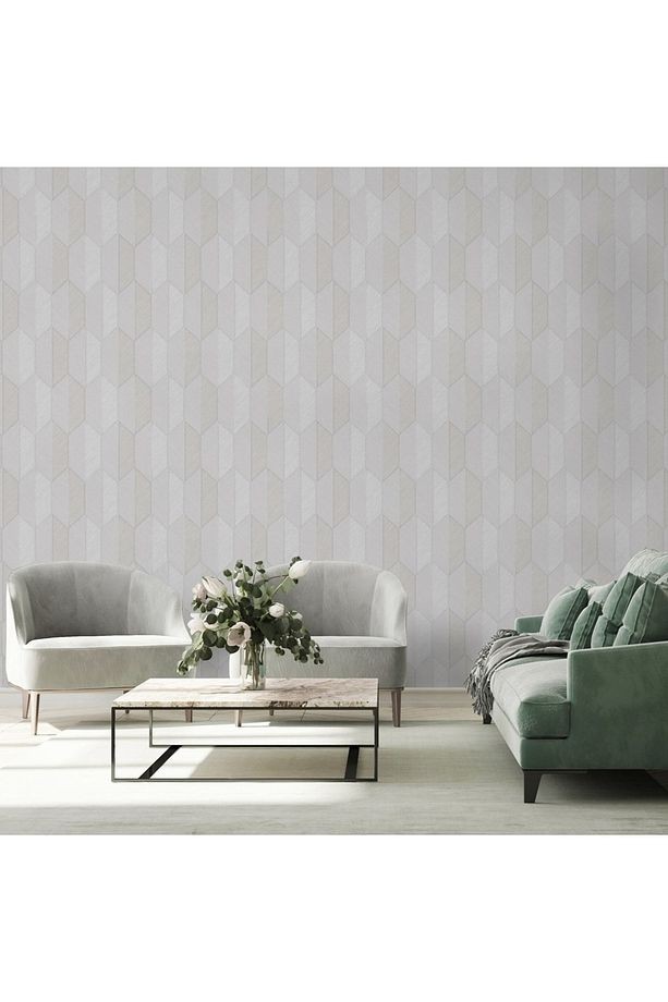 Vera Duvar Kağıdı Geometrik Desenli Non-woven Kağıt Taban Vinil Kaplı