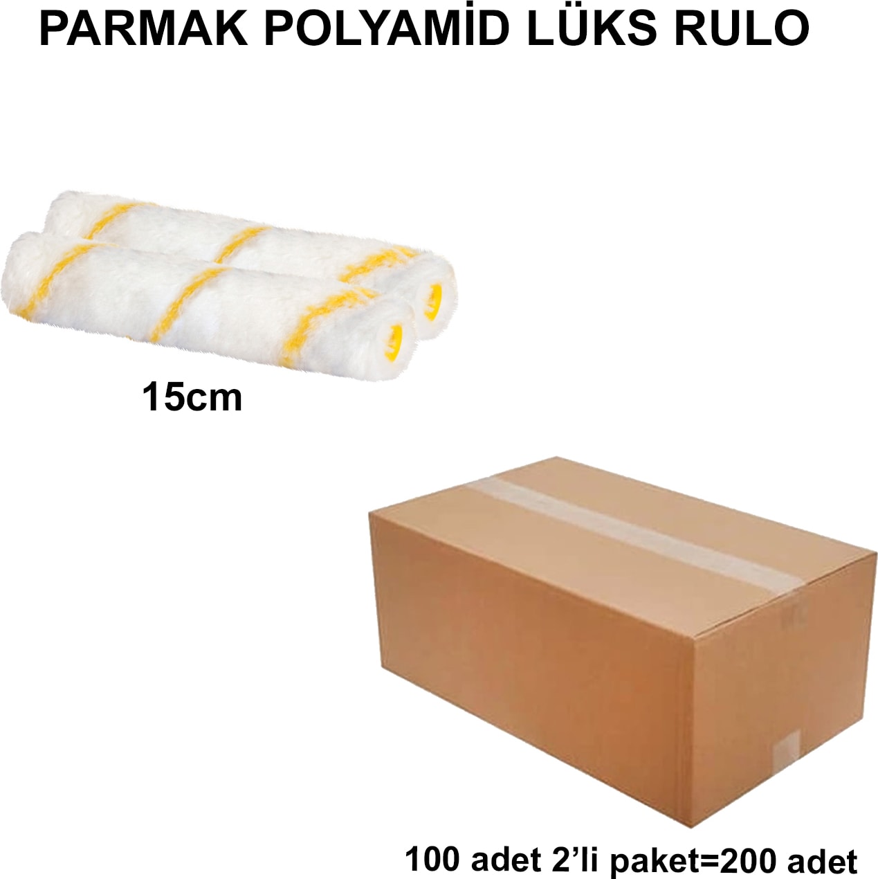 İZMİR FIRÇA Izmir Fırça Arge Toptan Parmak Lüks Polyamid Rulo Yedek 15 Cm- 200 Adet 012738