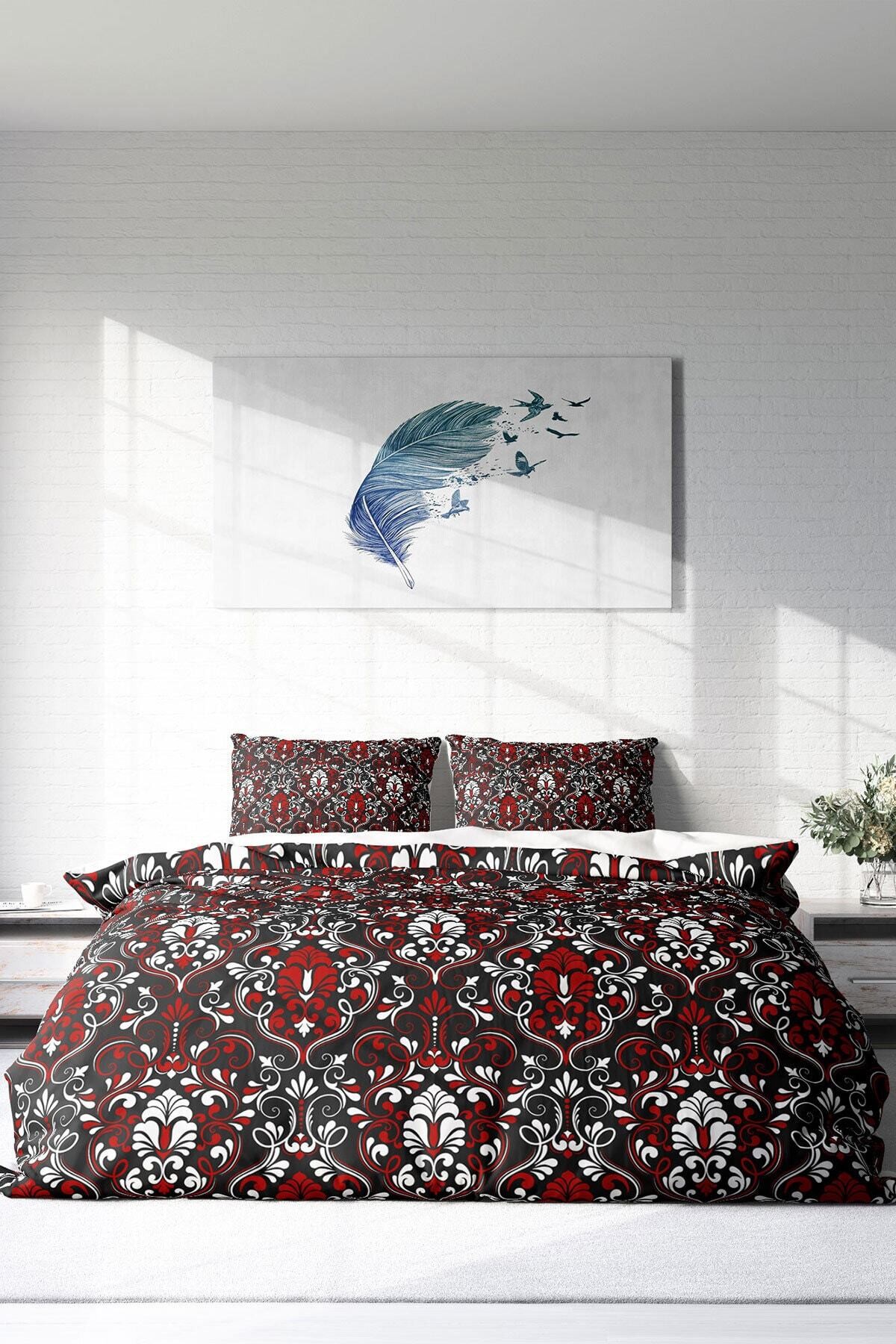 Kıng Sıze Damask Klasik Çift Kişilik Nevresim Takımı 220x240cm