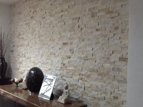 5X10Cm Bej Mermer Doğal Taş Patlatma Taş Mozaik Duvar Kaplaması